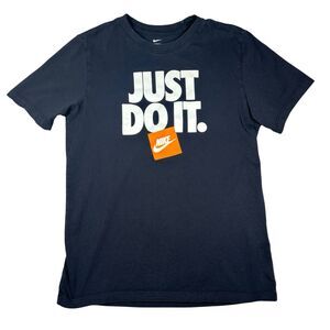 Nike Just Do It Womens Small T-Shirt Cotton Black White Spell Out Logo